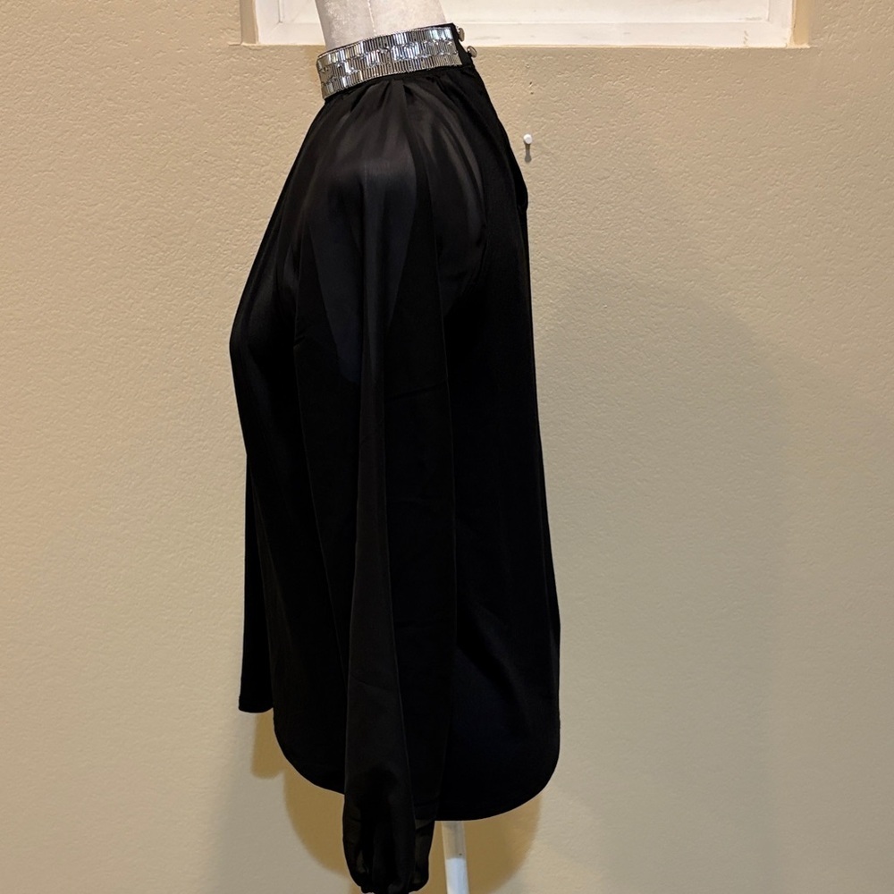 Cable & Gauge Black Blouse with Silver Accents - Picture 10 of 14